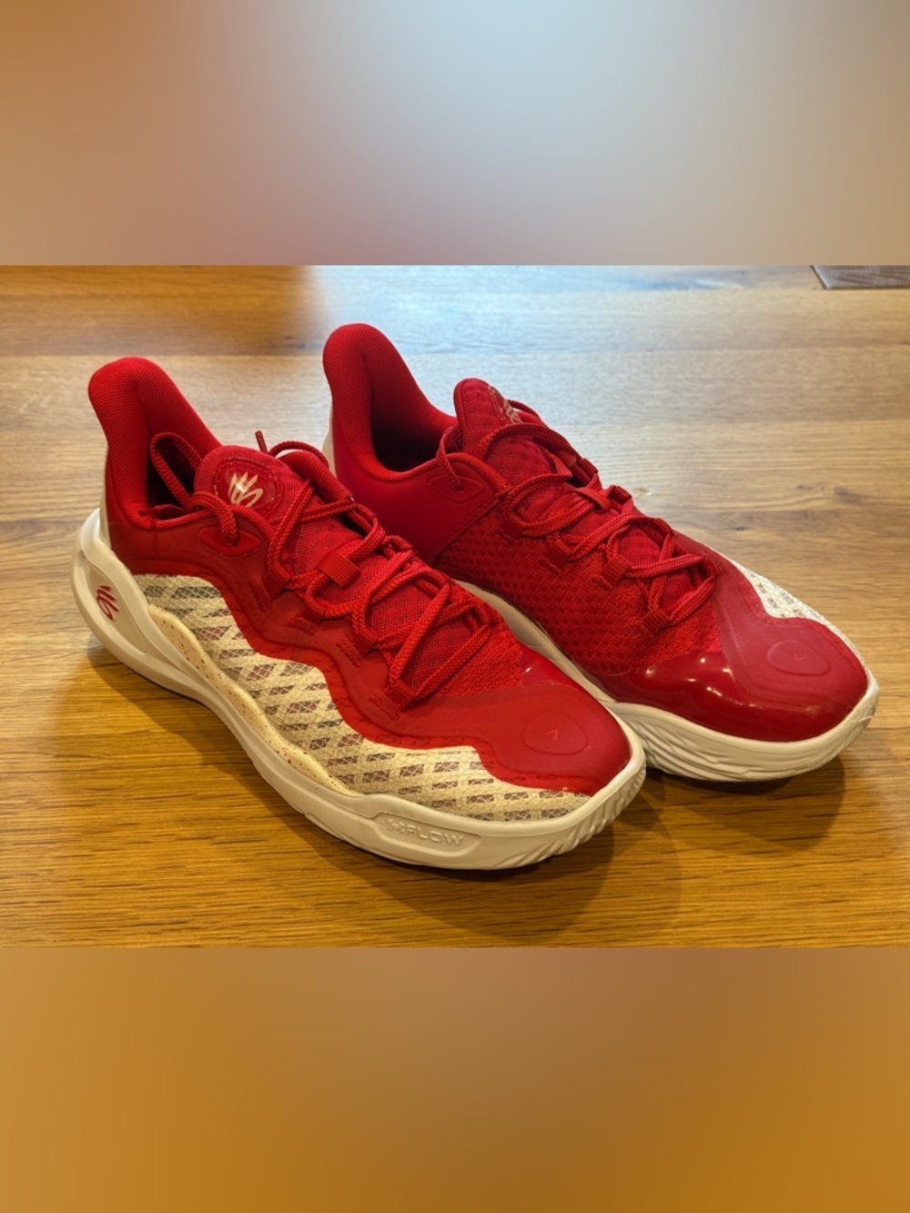 Under Armour Curry Basketball Shoes Men 9.5 Red White UA Flow
